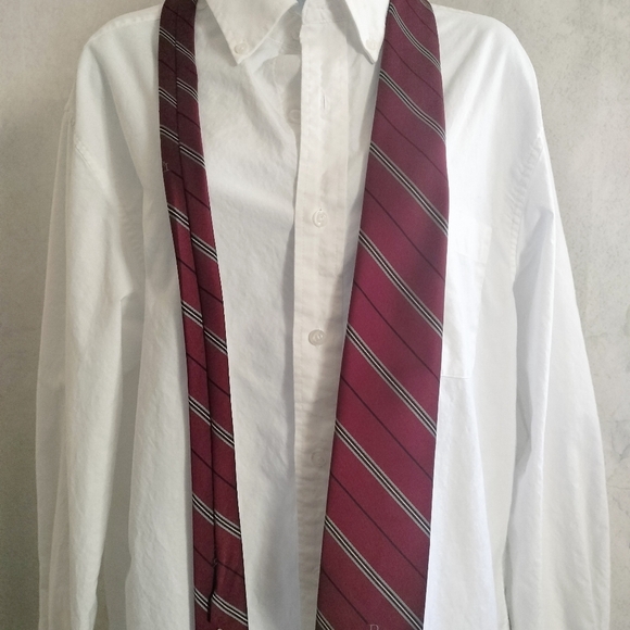 Dior Red Maroon Tie Necktie Multicolored Striped Textured Formal Blend material - Picture 11 of 12